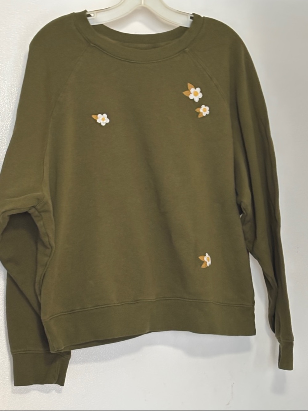 Olive Green Floral Appliqué Sweatshirt Old Navy